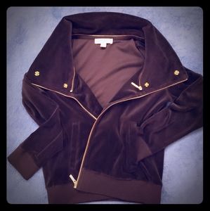 Michael Kors Velour zip-around funnel neck jacket